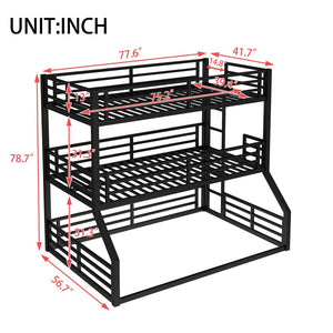 English Elm Twin Metal Triple Bunk Bed - Stylish Space-Saving Design With Safety Guardrails & Noise Reduction Features W1580S00169-GIGA