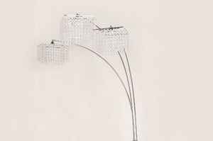 English Elm 1pc Modern Multi-Head Floor Lamp with Crystal-Encrusted Shades, Adjustable Height, Dimmer Control Silver 66.93 L x 18.5 W x 3.44 H B2741P290176