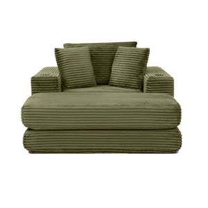 English Elm 52.4'' Boneless Foam Chaise Lounge Convertible Corduroy Sofa Bed for Living Room Green W1117P410665