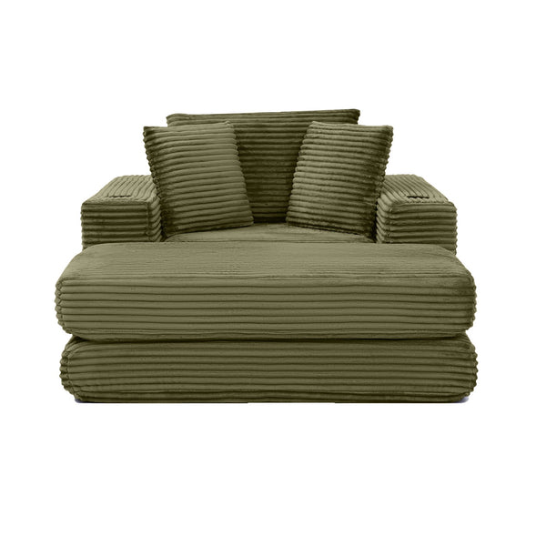 English Elm 52.4'' Boneless Foam Chaise Lounge Convertible Corduroy Sofa Bed for Living Room Green W1117P410665