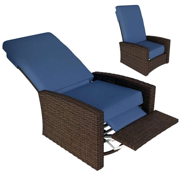 English Elm Outsunny Pe Rattan Swivel Recliner Outdoor Chair with Footrest and Padded Cushions W2225P485593