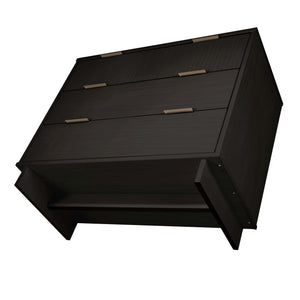 English Elm Granville 38" Dresser In Black - Elegant Solid Wood Design With 3 Drawers & Glam Gold Accents B365S00075