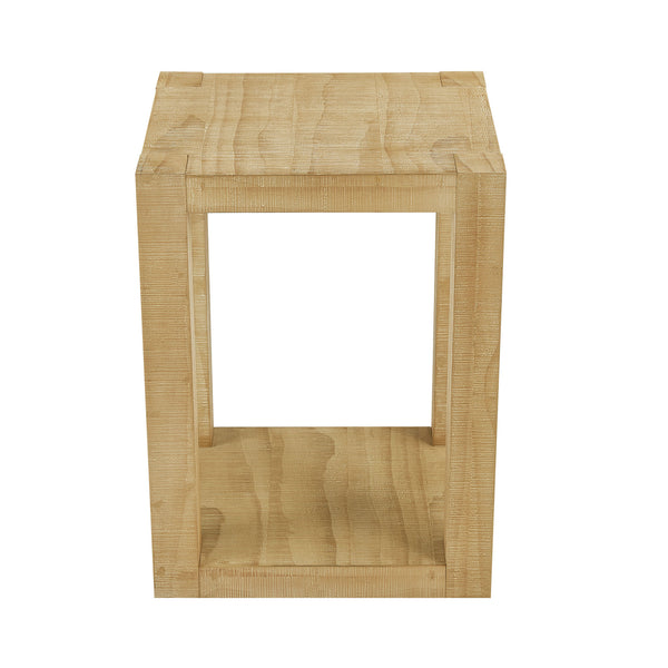 English Elm 14 Inch Two Tier Mdf End Table with Open Shelf for Bedroom or Living Room W2582P344515