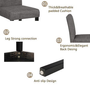 English Elm 5-Piece Stylish Dining Table Set For 4 With Upholstered Chairs, Light Grey & Black, Modern Design W1998P195207