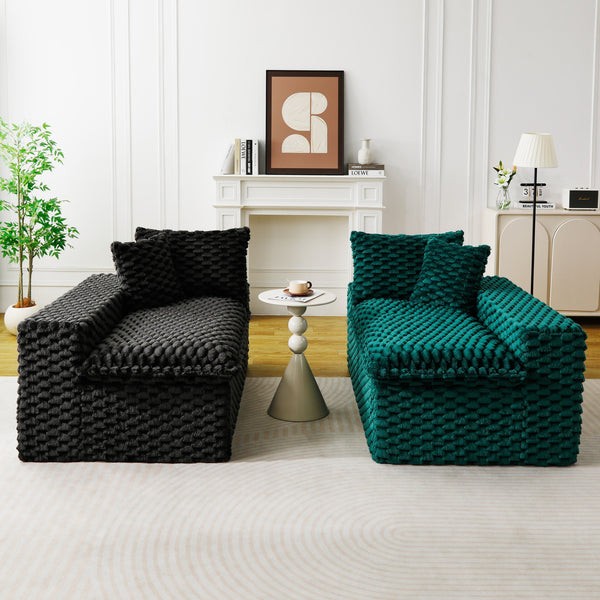 English Elm Luxury Color-Block Turtle Velvet Sofa - Versatile Seating For Modern Living Rooms, Cozy Style & Comfort W3371S00055