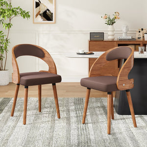 English Elm Swivel Counter Stools Set of 2 Rattan Back Pu Seat Mid Century Wood Frame Kitchen Dark Brown T3623P433540