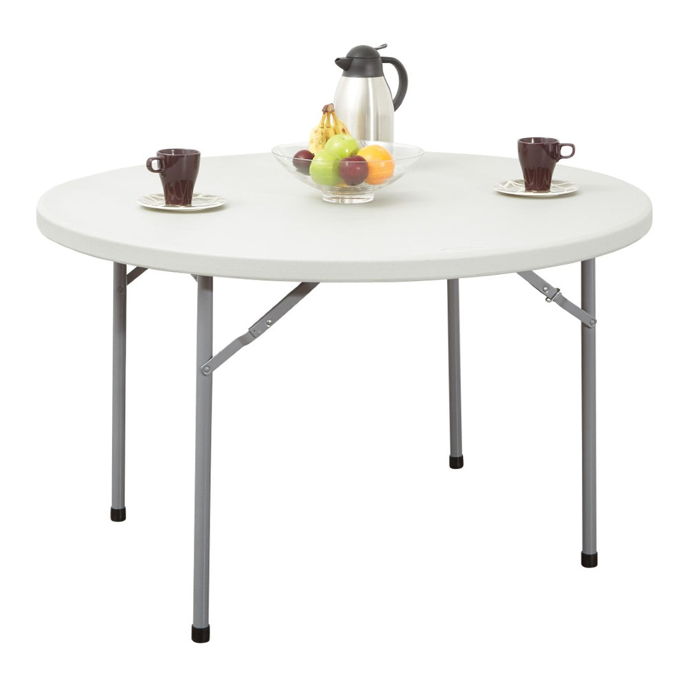OSP Home Furnishings 48" Round Folding Table with Resin Top and Steel Frame for Parties or Workspace 48" BT48Q