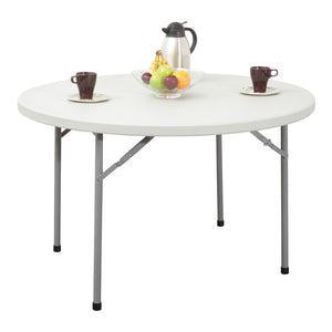 OSP Home Furnishings 48" Round Folding Table with Resin Top and Steel Frame for Parties or Workspace 48" BT48Q