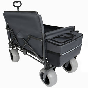 English Elm 3-in-1 Folding Wagon with Convertible Bench Seat Steel Frame 500lb All Terrain Gray W2932P390466