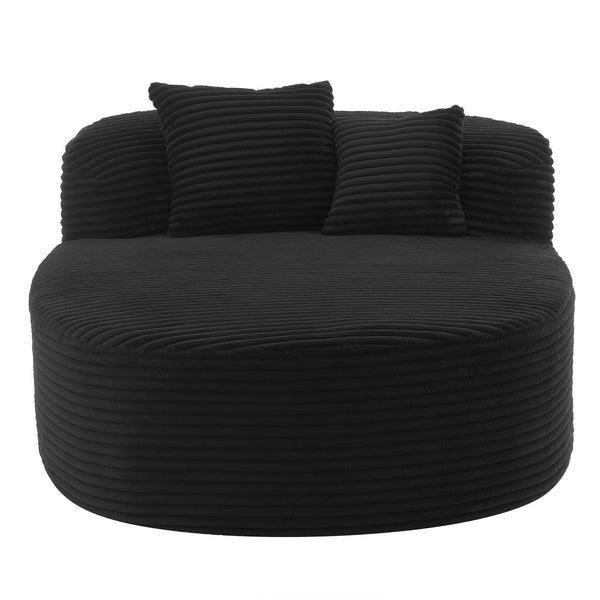 English Elm Swivel Barrel Accent Chair Chenille Tufted Round Club Seat for Living Room Lounge Black N719S002370B