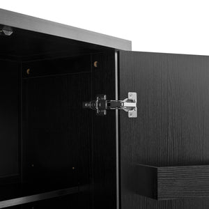 English Elm 70" Tall Pantry Cabinet Rubberwood Legs Three Drawers Six Door Shelves Kitchen Storage Black N762P326960B