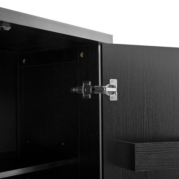 English Elm 70" Tall Pantry Cabinet Rubberwood Legs Three Drawers Six Door Shelves Kitchen Storage Black N762P326960B