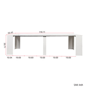 English Elm Multifunctional Extendable Console Table Up to 118.5in — Space-Saving Modern Desk to Dining Table W331P250559