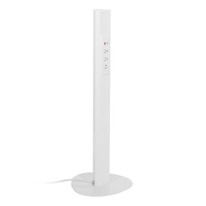OSP Home Furnishings Power Anywhere Station Slim Metal Tower with 3 Ac Outlets and Usb Ports for Any Room White PAS311-36WH