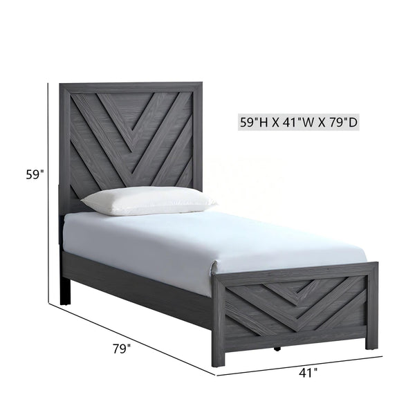 English Elm Rustica Twin Panel Bed Gray Laminated Finish Trim Overlay Headboard Guest Room Frame B078S00654