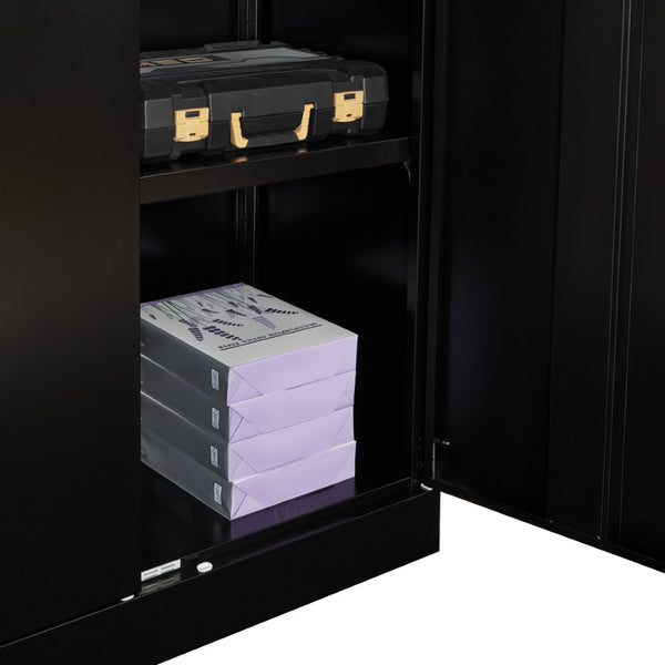 OSP Home Furnishings 42" Locking Office Storage Cabinet with Adjustable Shelves for Organized Workspaces ST423618-B