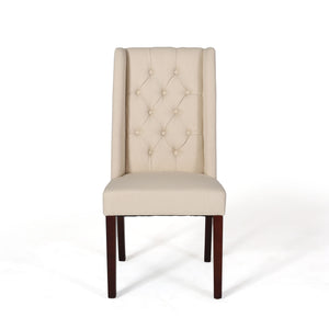 English Elm Dining Chair Set of Two Wingback Button Tufted High Back Birch Leg Upholstered 61539.00BGE