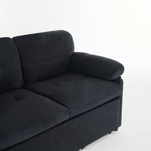 English Elm (old: W3163p269700) Convertible Chenille Sleeper Loveseat with Queen Pullout and Rolling Casters Black W3163S00100