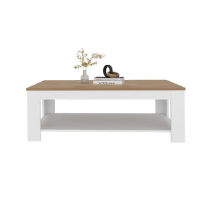 English Elm Wenge Two-tone Oak Rectangular Coffee Table with Open Shelf for Modern Living Rooms B062P476878
