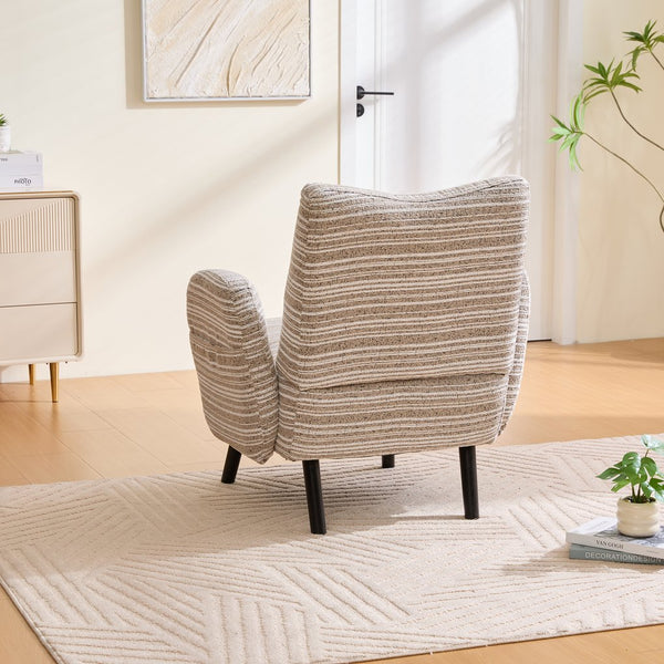 English Elm Modern boucle armchair with high-density foam cushion, solid wood legs, 500lb capacity, cozy reading seat khaki W395P376567