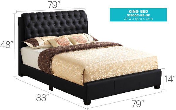 English Elm Contemporary Black King-Sized PU Bed 48"H x 79"W x 88"D — Modern Durable Frame, Timeless Style, Easy Assembly B078112173