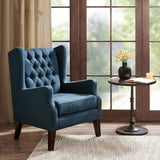 Madison Park Maxwell Transitional Button Tufted Wing Chair MP100-0017 Navy