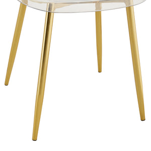 English Elm Table and Chair Set Marble Glass Top Gold Legs Four Seat Dining for Small Spaces Transparent,White+Gold W1151S04638