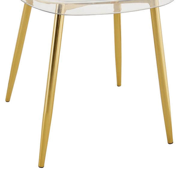 English Elm Table and Chair Set Marble Glass Top Gold Legs Four Seat Dining for Small Spaces Transparent,White+Gold W1151S04638