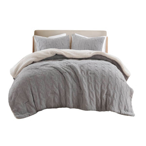 English Elm 2 Pieces Twin Waffle Knit Chenille Comforter Set with Plush Sherpa Reversible Cozy Bedding Ensemble Gray 20.47 L x 11.42 W x 9.84 H B035P381302