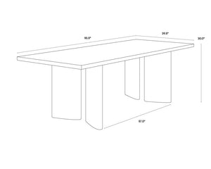 Sunpan Giulietta Dining Table - Stylish Mid-Century Design with Unique Angular Legs and Natural Wood Character Rectangular - 90.5W x 39.5D x 30.25H