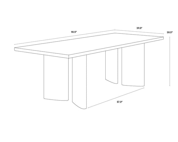 Sunpan Giulietta Dining Table - Stylish Mid-Century Design with Unique Angular Legs and Natural Wood Character Rectangular - 90.5W x 39.5D x 30.25H