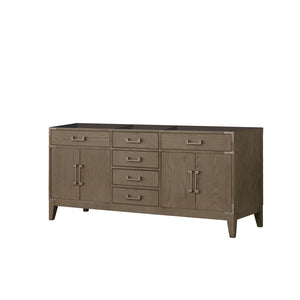 English Elm Grey Oak Double Bath Vanity – 72” Wide, Elegant Storage Solution With Soft-Close Drawers & Cabinets B2731P259891