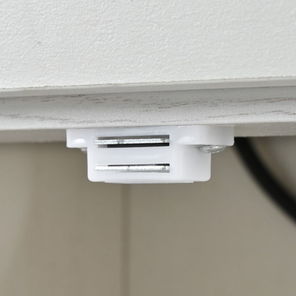 English Elm K&K Farmhouse Kitchen Island Cart 53.5" with Drop Leaf, Built-In Power Station, Ample Storage & Wheels White N707P170348W