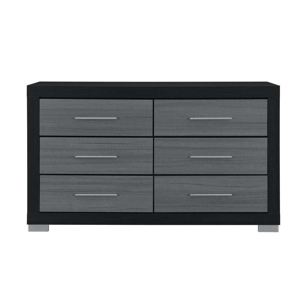 English Elm ELSA Two-Toned Chest of Drawers with Bar Handles, Solid Wood & MDF, Spacious Storage, Block Legs Black 62.83 L x 19.21 W x 38.62 H B201P347330