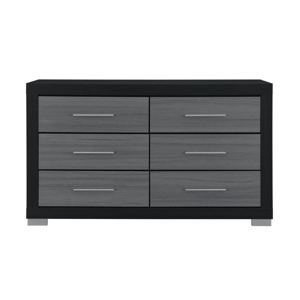 English Elm ELSA Two-Toned Chest of Drawers with Bar Handles, Solid Wood & MDF, Spacious Storage, Block Legs Black 62.83 L x 19.21 W x 38.62 H B201P347330
