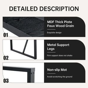 English Elm Table and Chair Set Retro Industrial 55 Inch Rectangular Black Textured Top Brown Seats W1151S04383