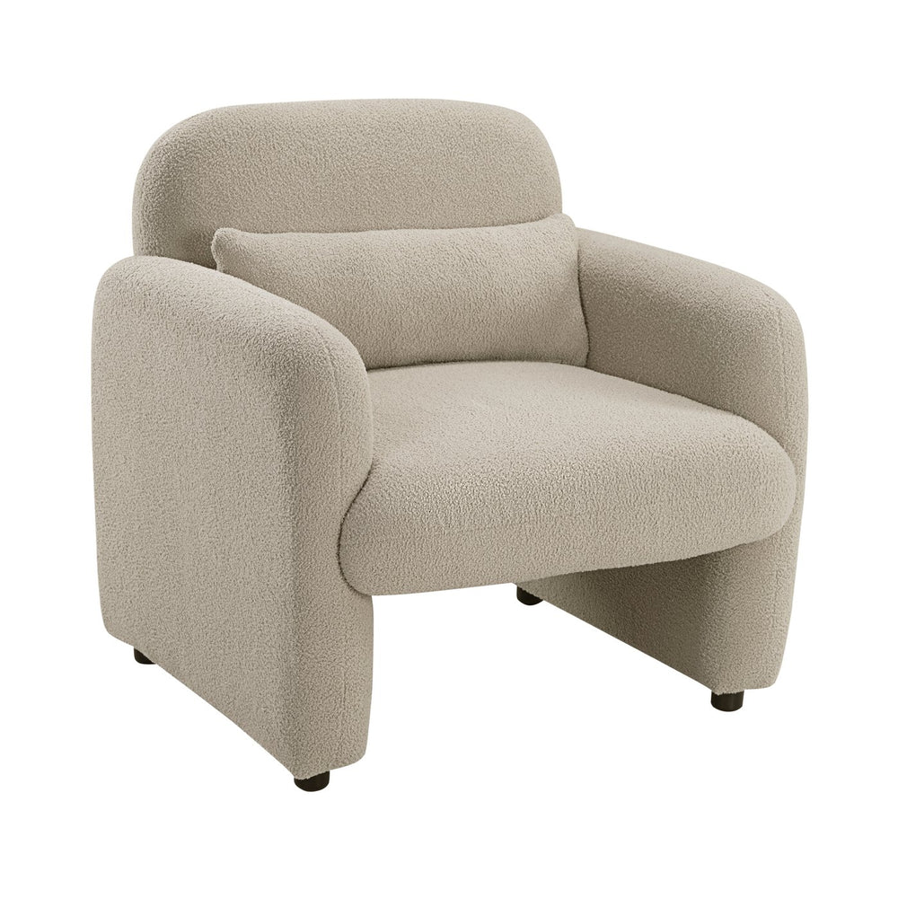 English Elm Contemporary Bouclé Accent Chair with Plywood Frame, Foam over Pocket Coils, Plush Pillow, 300lb Capacity taupe 30 L x 24.5 W x 24.5 H B011P308555