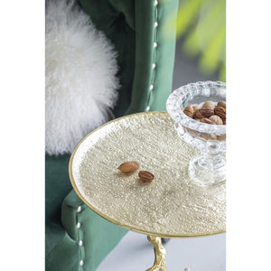 English Elm 16.9x16.9x28" Round Aluminum Side Table Sculptural Bird Branch Art Deco Accent W2078P485327