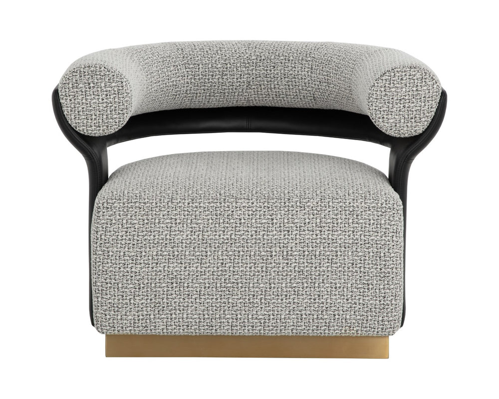 Sunpan OLIDA Swivel Lounge Chair - Modern Comfort with Helios Check Black Fabric & Nappa Leather Accents 111445