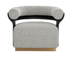 Sunpan OLIDA Swivel Lounge Chair - Modern Comfort with Helios Check Black Fabric & Nappa Leather Accents 111445