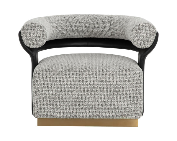 Sunpan OLIDA Swivel Lounge Chair - Modern Comfort with Helios Check Black Fabric & Nappa Leather Accents 111445