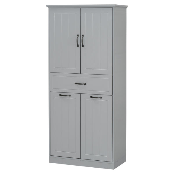 English Elm Christopher Knight Home® - Bathroom Storage Cabinet with Doors Drawer & Dual Laundry Baskets, MDF Build, Adjustable Shelf, Anti-Tip Device Grey N759P243350E