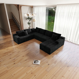 English Elm 131.9*104.3"Modular 131.9*104.3" Modular Sectional Sofa - Plush, No Assembly Required, Versatile 4-Piece Design In Grey Corduroy W3819S00112