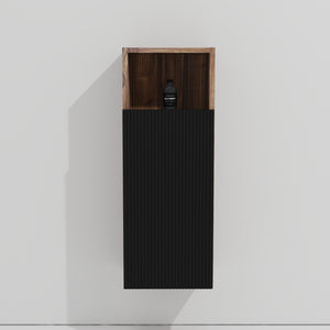 English Elm CC1014S110.309 Black & Walnut Floating Side Cabinet with Chic Striped Texture, Handle-Free, Wall-Mounted Storage (94) W1865P266256