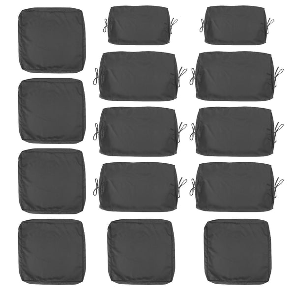 English Elm Cushion Covers 14Pc Set for 7-Piece Wicker Sectional Sofa Outdoor Slipcovers with Zippers Non-Slip Protection Grey W419P295492