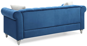 English Elm Raisa Navy Blue Velvet Sofa with Jeweled Tufting, Nailhead Trim, Pocketed Coil Cushions & Pillows B078S00099