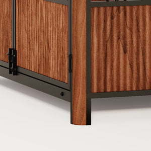 English Elm 43'' Walnut Fluted Wood Dog Crate Doubles as End Table for Medium and Large Pets W1820P336034