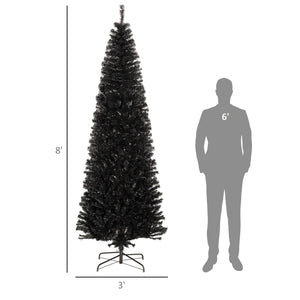 English Elm Homcom 8Ft Slim Black Pencil Christmas Tree - Realistic Douglas Fir For Modern Holiday & Halloween Decor W2225P249616