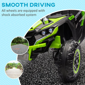 English Elm Aosom 12v Electric Kids Ride on Utv with Remote Control Suspension and Music System Green W2225P229516