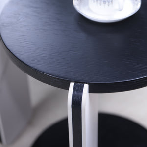 English Elm Set of 2 Round Sintered Stone Nesting Tables Sleek Modern Accent for Living Rooms W2899P405894